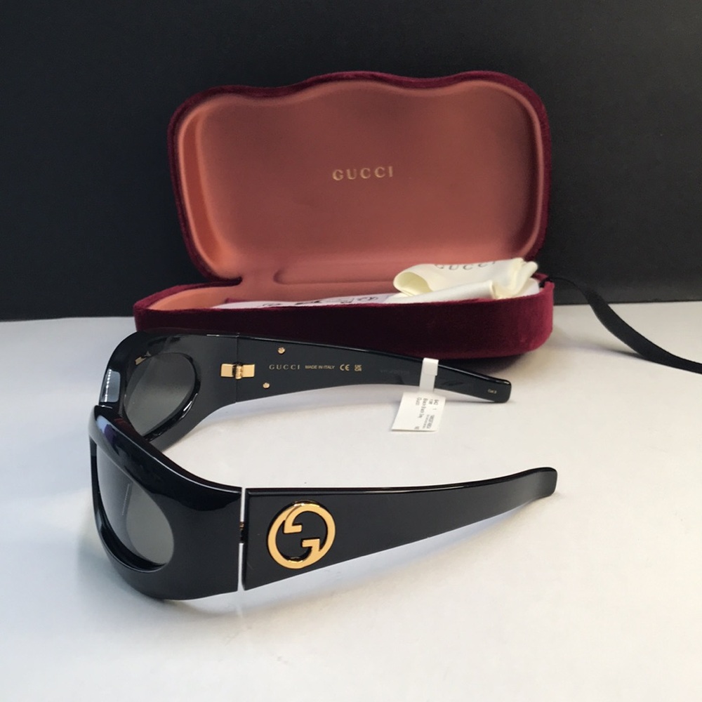 💯 - New Authentic Gucci GG1247S 001 60 Black Sunglasses - Picture 6 of 15